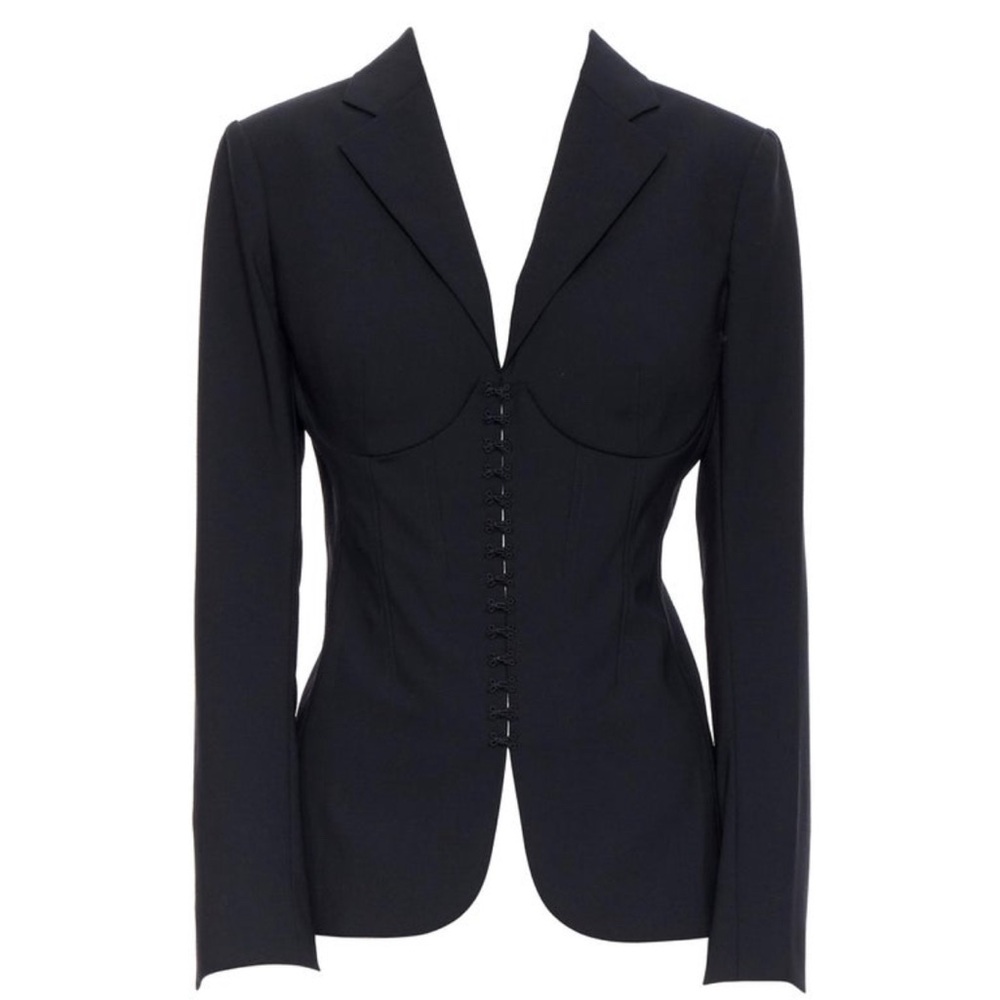 La Perla SS17 Corset Bustier Blazer Jacket Wool Black XS Runway RARE Italian
